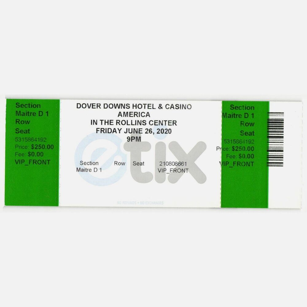 2020 America Full Complete Concert Ticket Stub Dover DE